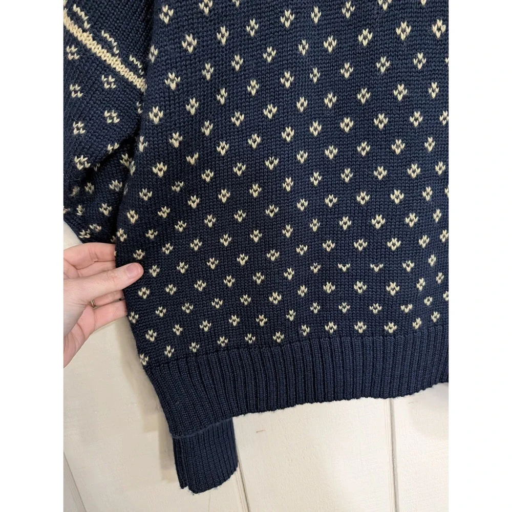 Vintage Old Navy Vintage Reindeer Fair Isle Navy Wool‎ Blend Sweater Holiday